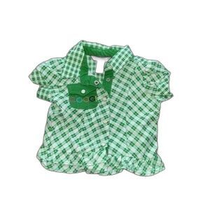 COOGI Baby Girls Top Green Check Ruffle Hem 6 9 Mo Snap Logo Pocket